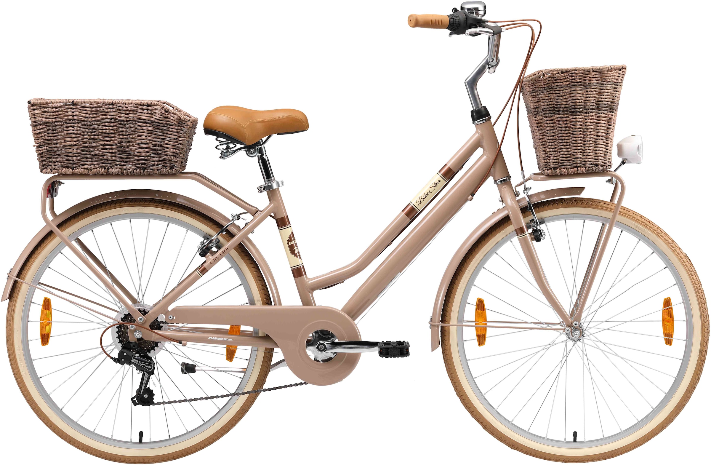 Bikestar Cityrad 7 Gang Shimano RD-TY21 Schaltwerk Kettenschaltung für Damen, Kettenschaltung