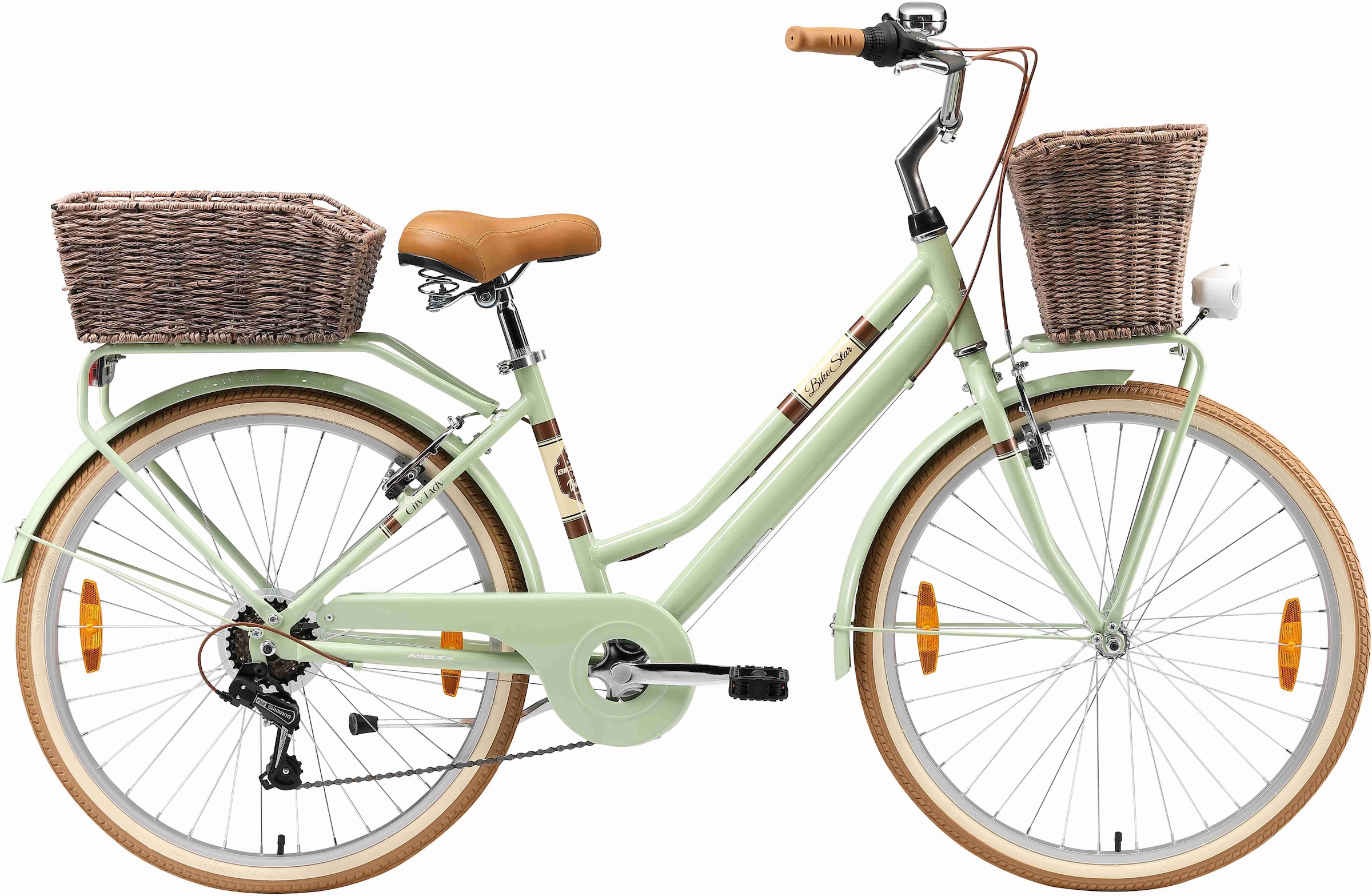 Bikestar Cityrad 7 Gang Shimano RD-TY21 Schaltwerk Kettenschaltung für Damen, Kettenschaltung