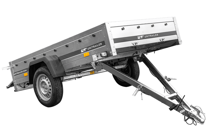 Planenanhänger 230×125 Garden Trailer 230 KIPP mit Laubgitteraufsatz, blauer Hochplane, Hochspriegel und Stützrad-Neu