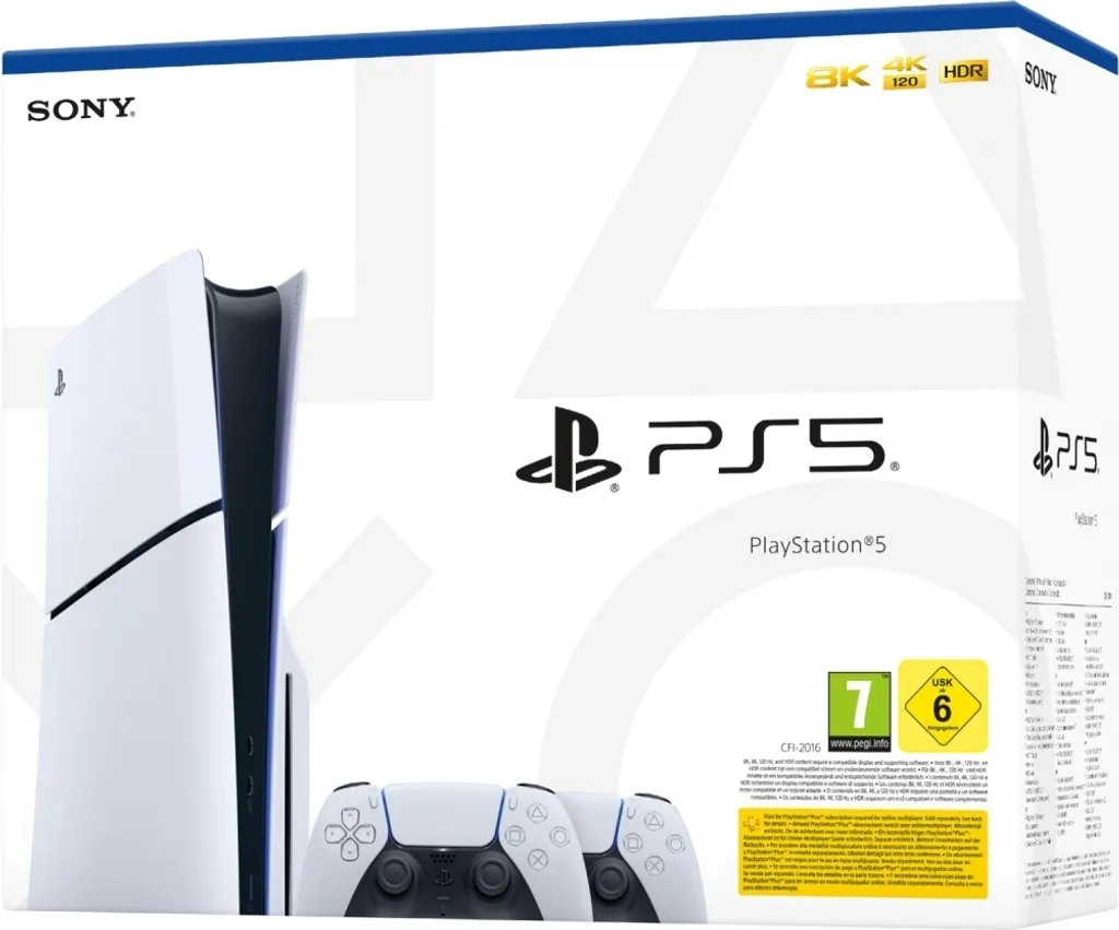Sony PlayStation 5 PS5 Slim Disc Edition 1TB Konsole inkl. 2 DualSense Wireless Controller | 4K | 8K | 120 Hz | Blu-ray