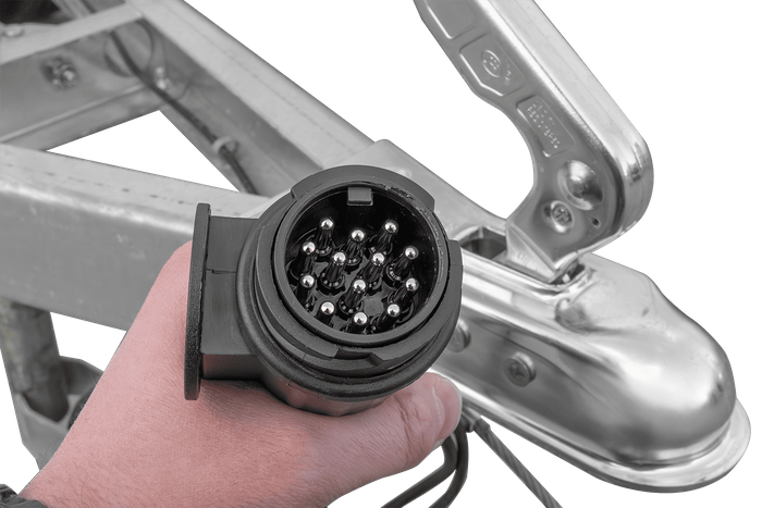 Autoanhänger 200×125 UNITRAILER GARDEN 201 KIPP mit Netzseitenwänden, H-800 Rahmen und grauer Plane-Neu