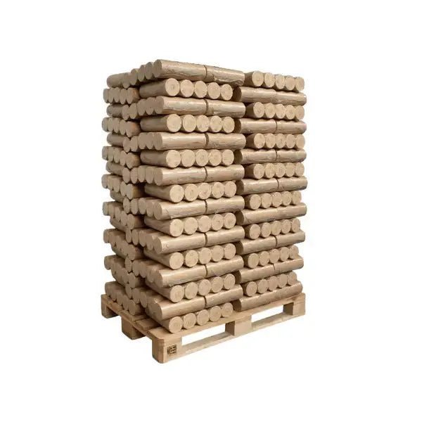 Heizfuxx Nestro XL Blau Holzbriketts Hartholz – 960 kg Palette (96×10 kg), Heizwert ≥4,8 kWh/kg, Rundbriketts