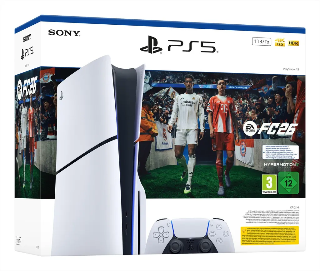 Sony PlayStation 5 PS5 Slim Disc Edition 1TB Konsole inkl. EA Sports FC 26 | 4K UHD | Blu-ray | Wi-Fi 6