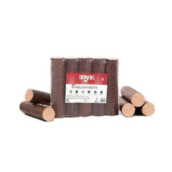 Spark Hartholzbriketts Buche Rund – 960 kg Palette (96×10 kg), Heizwert ≥4,8 kWh/kg, Buche, Premium Kaminbriketts